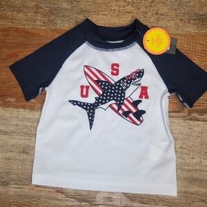 The Children's Place Toddler Boys Americana Short Raglan Sleeve 'USA' Shark Grap